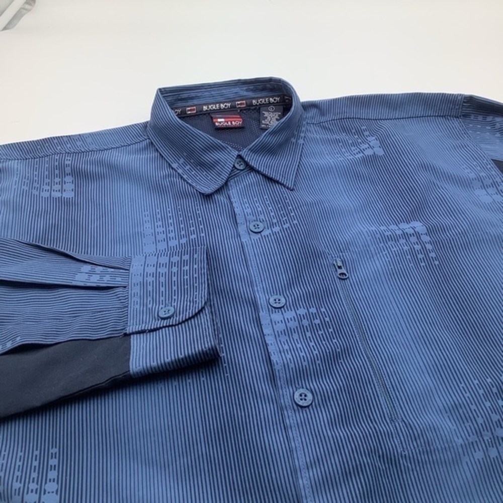 Bugle Boy Jean Company Mens Long Sleeve Button Up Shirt Blue Size Large.